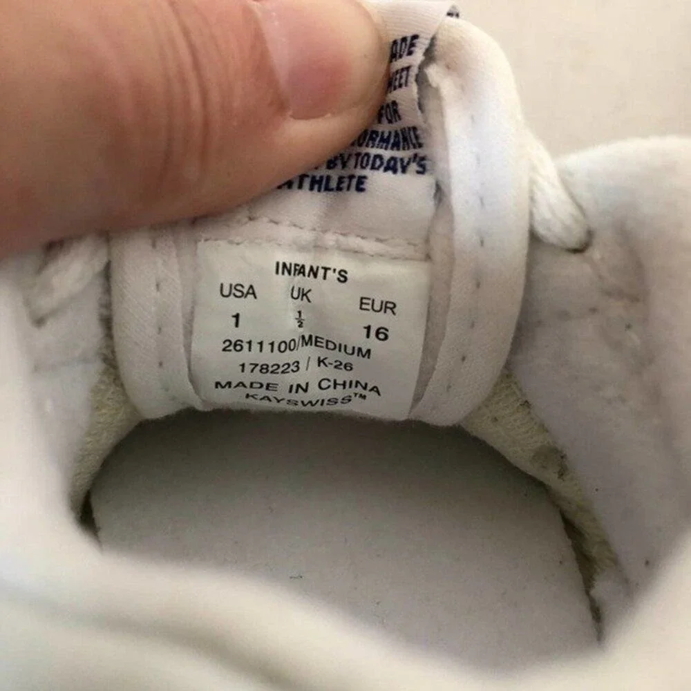 K-SWISS Classic Crib Shoes Infant 1 White Leather Lace Up Sneakers 178223 K-26